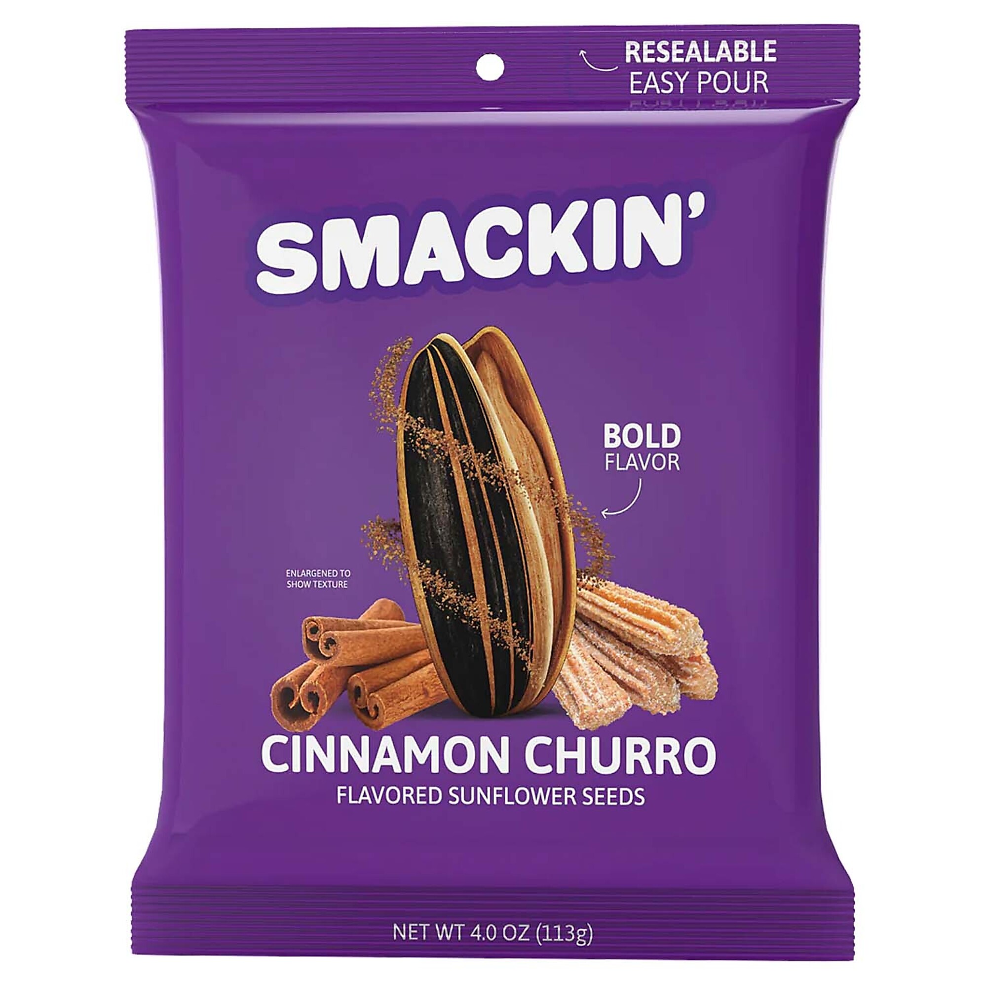 SMACKIN' Sunflower Seeds, Cinnamon Churro, 4 Oz., Model# 016-26623